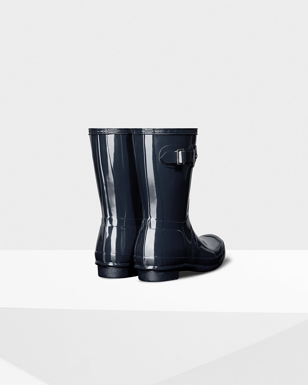 Hunter Original Gloss Short Rain Boots - Sale Clearance Womens Navy - ZQYKMP407